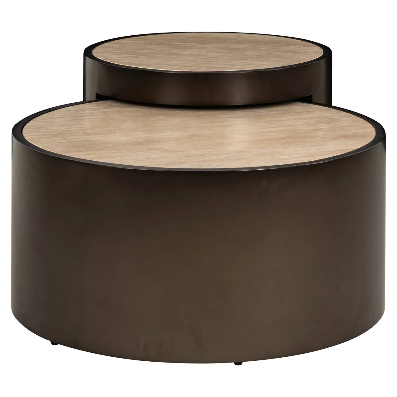 Richmond Interiors Ronson Bronze & Travertine Coffee Table | Set Of 2