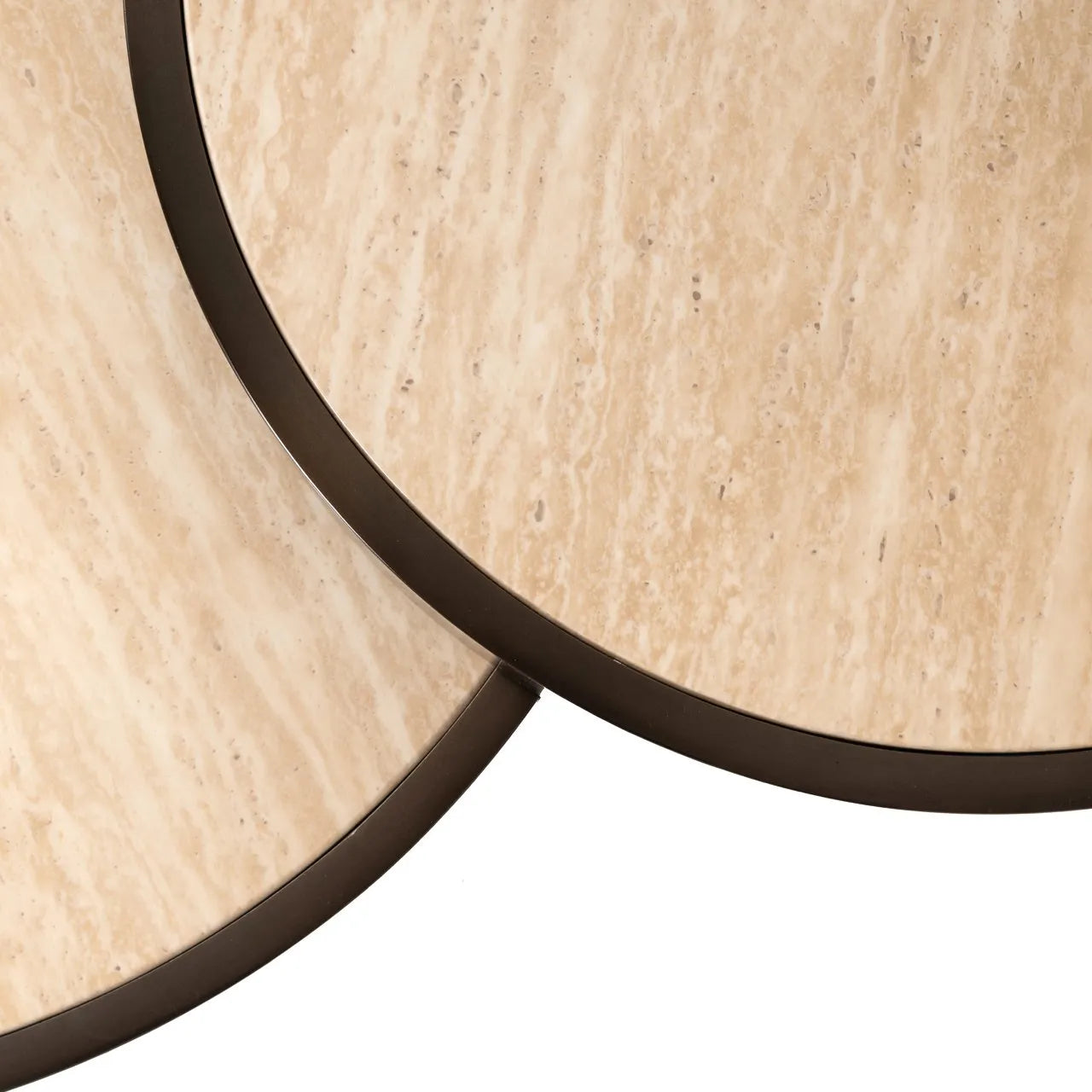 Richmond Interiors Ronson Bronze & Travertine Coffee Table | Set Of 2