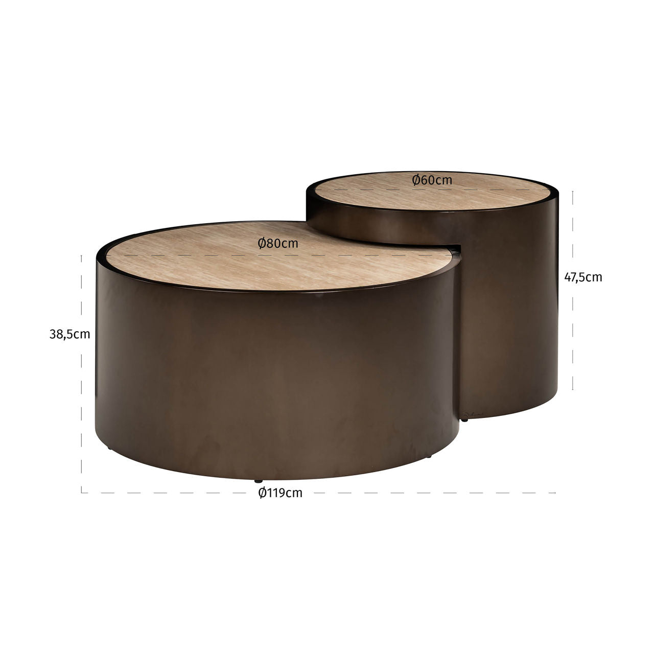 Coffee table Ronson beige (Set of 2)