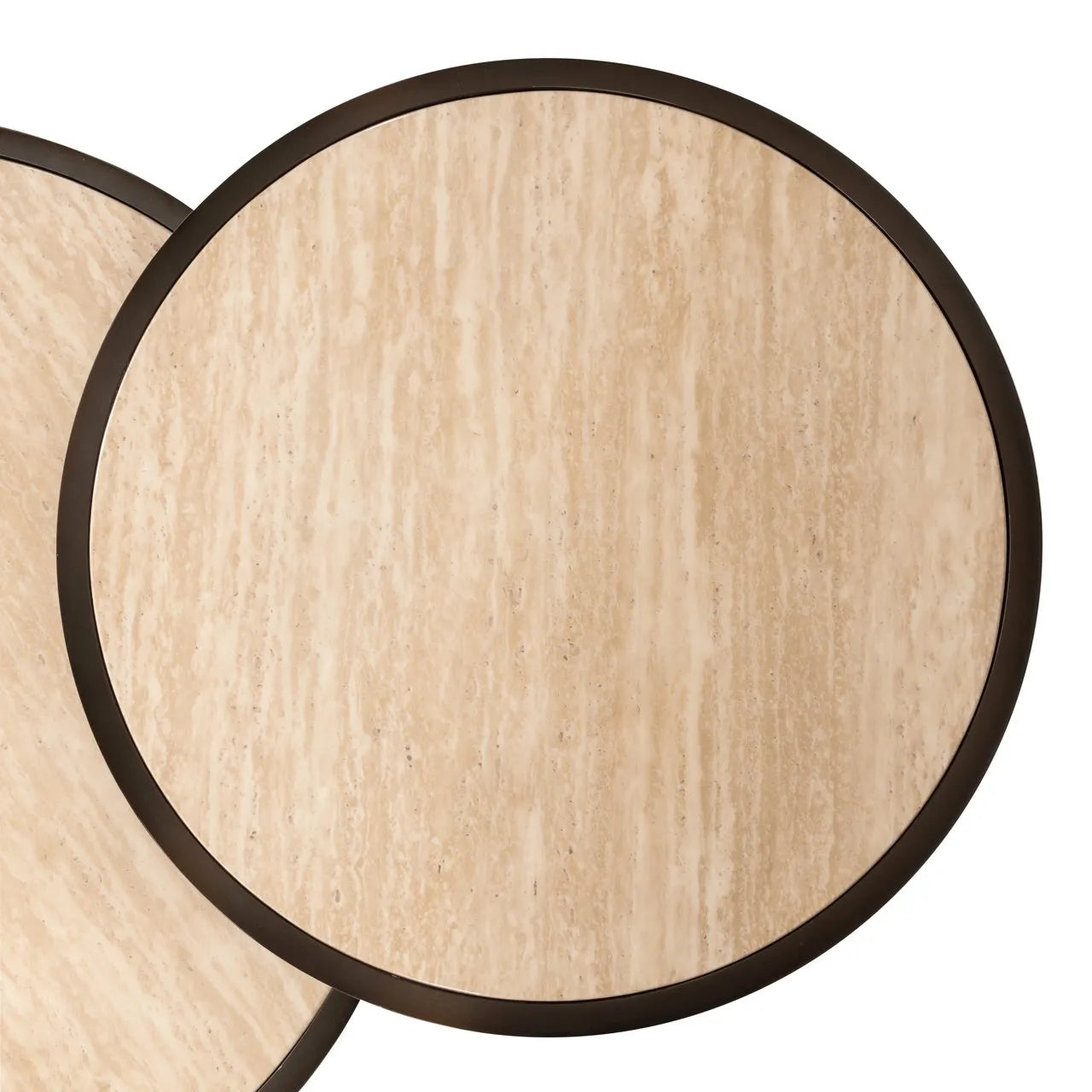 Richmond Interiors Ronson Bronze & Travertine Coffee Table | Set Of 2