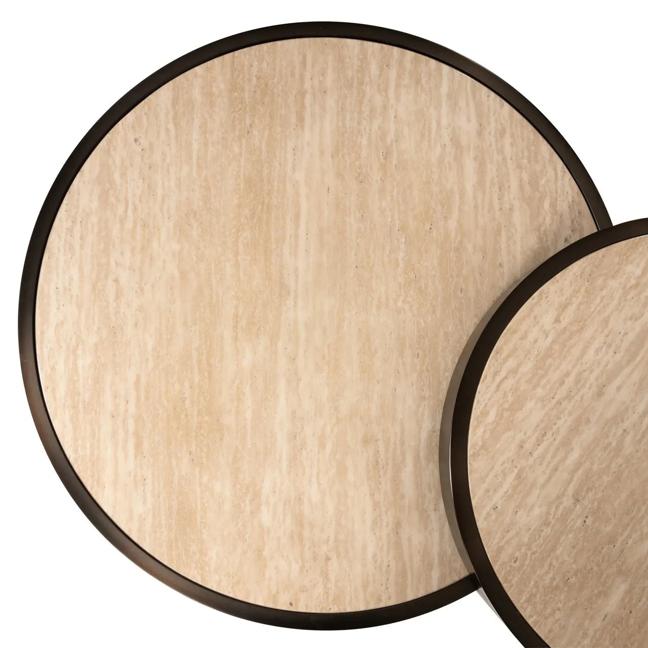 Richmond Interiors Ronson Bronze & Travertine Coffee Table | Set Of 2