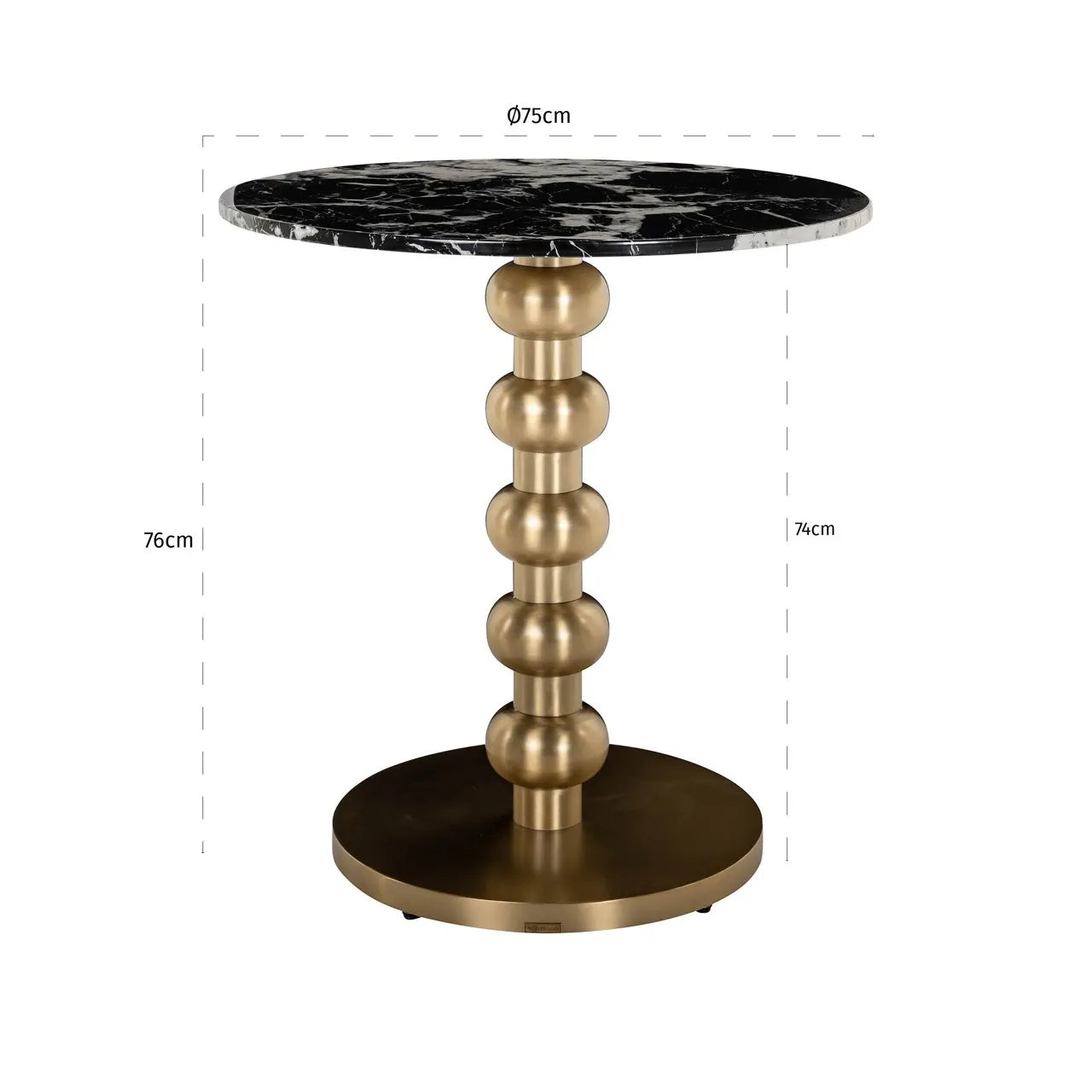 Richmond Interiors Witlox Black Marble & Gold Round Bistro Table