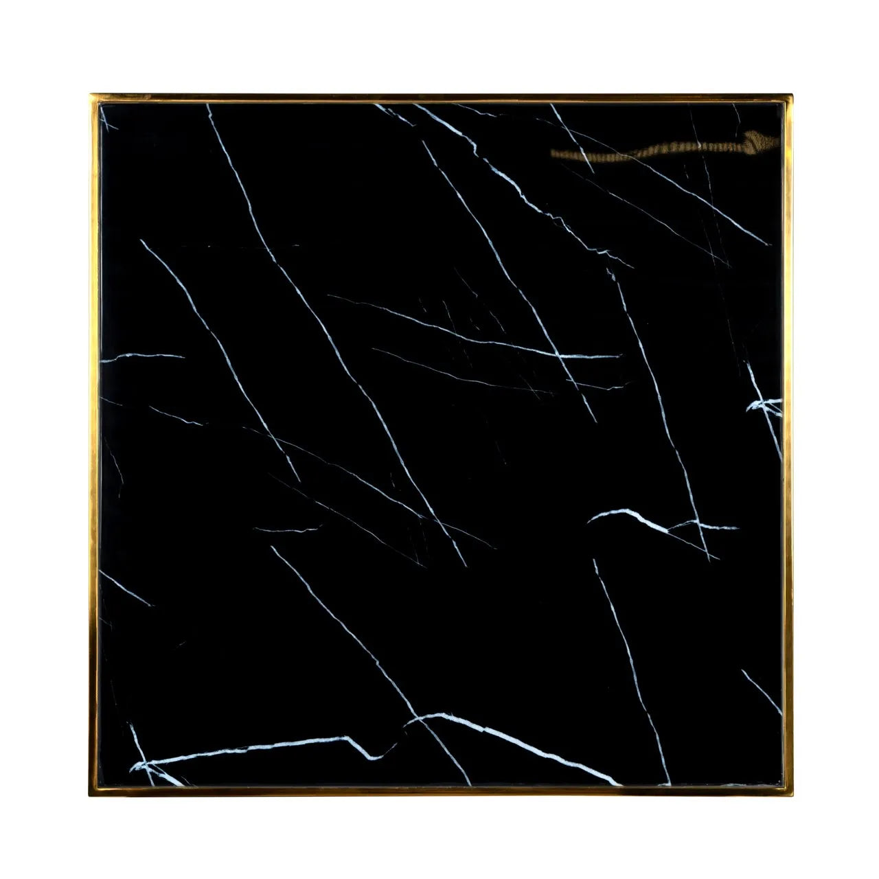 Richmond Interiors Roca Black Marble & Gold Square Dining Table