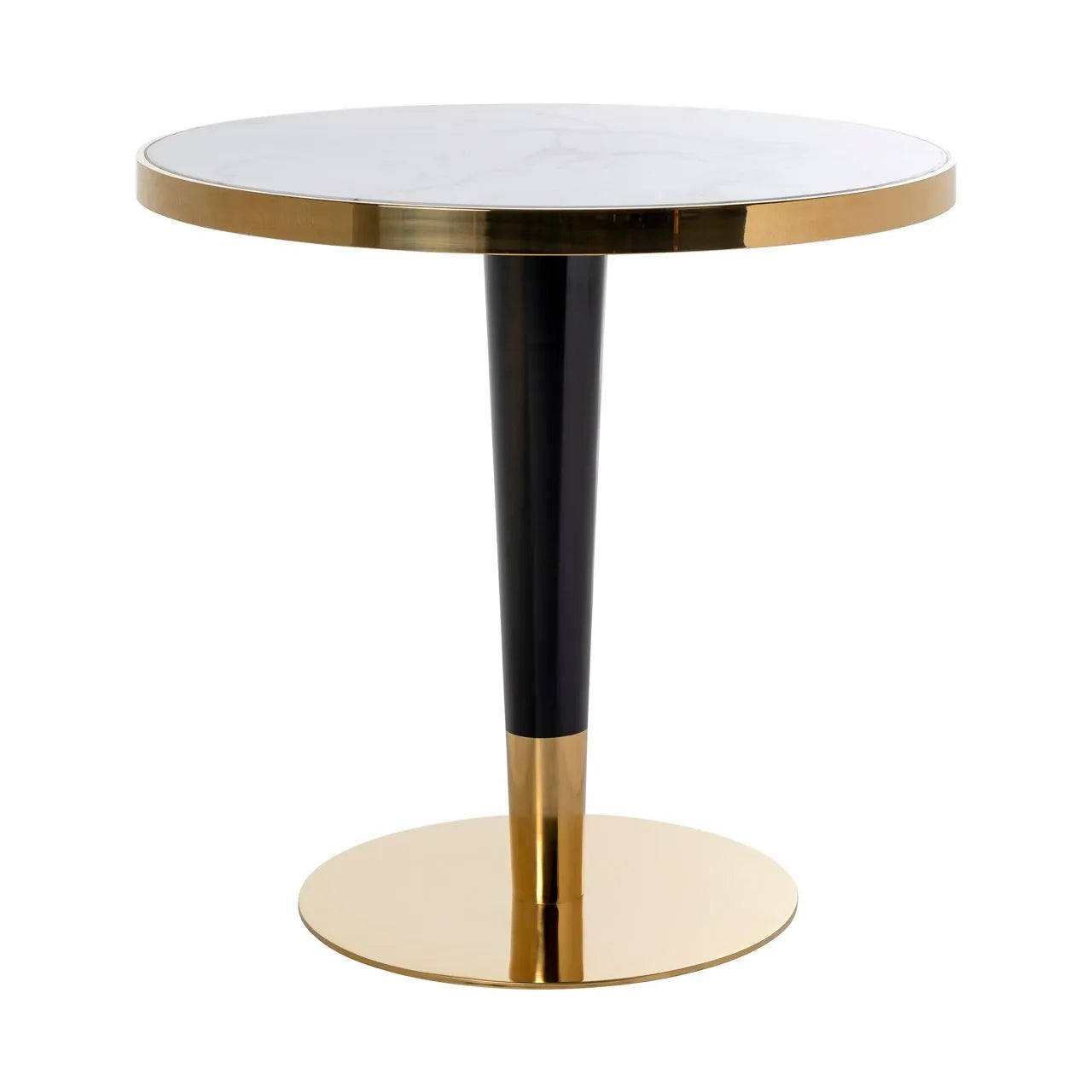 Richmond Interiors Osteria White Carrara Marble & Gold Round Bistro Dining Table