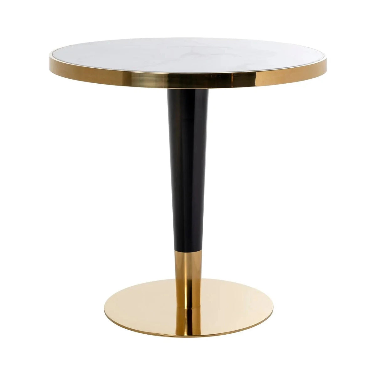 Richmond Interiors Osteria White Carrara Marble & Gold Round Bistro Dining Table
