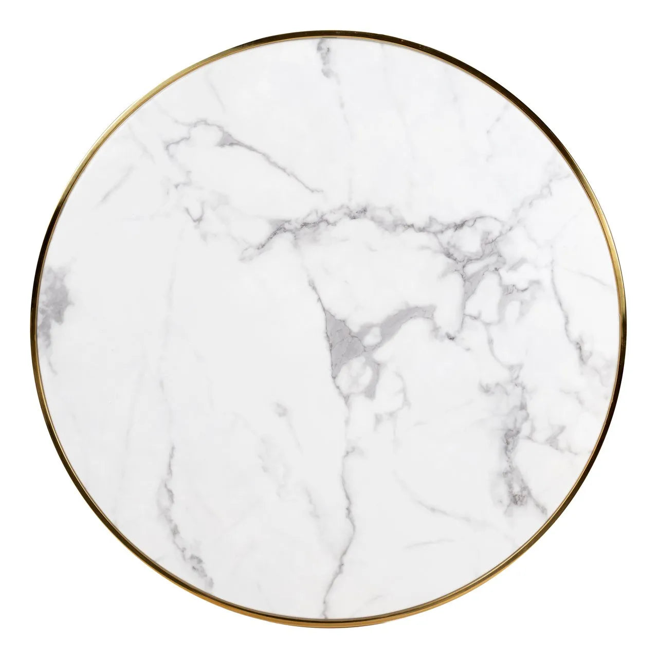 Richmond Interiors Osteria White Carrara Marble & Gold Round Bistro Dining Table