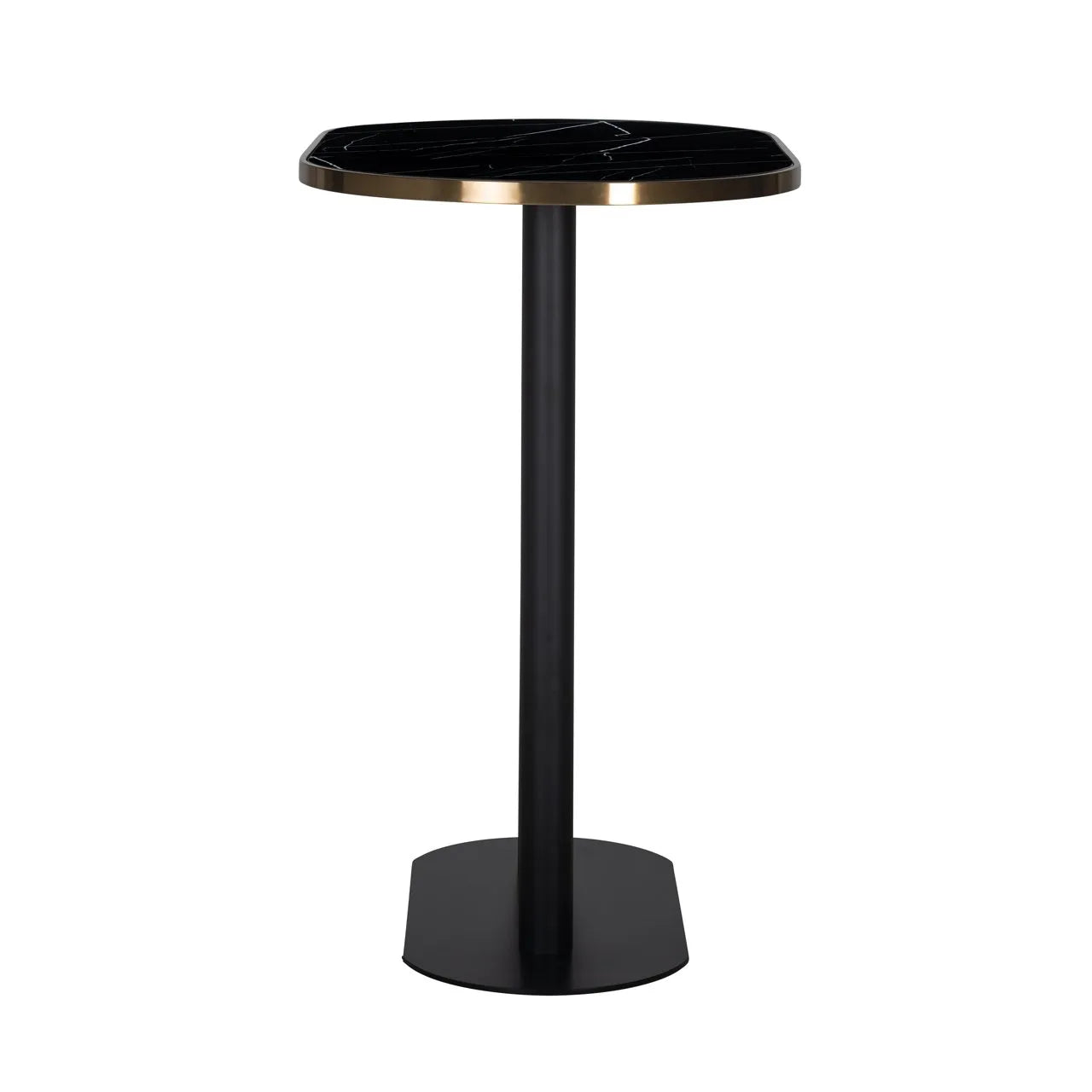Richmond Interiors Zenza Black Carrara Marble & Gold Oval Bar Table