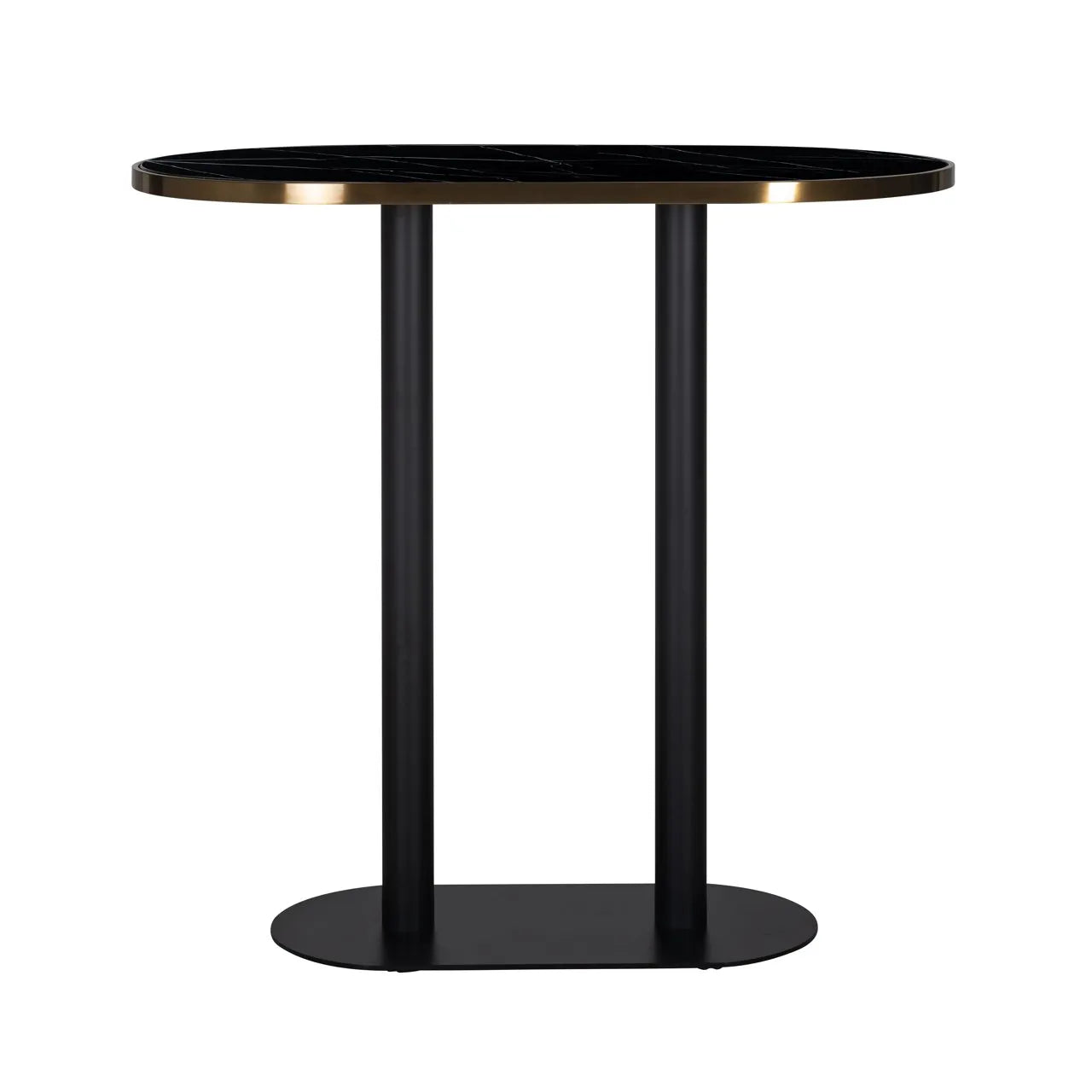 Richmond Interiors Zenza Black Carrara Marble & Gold Oval Bar Table