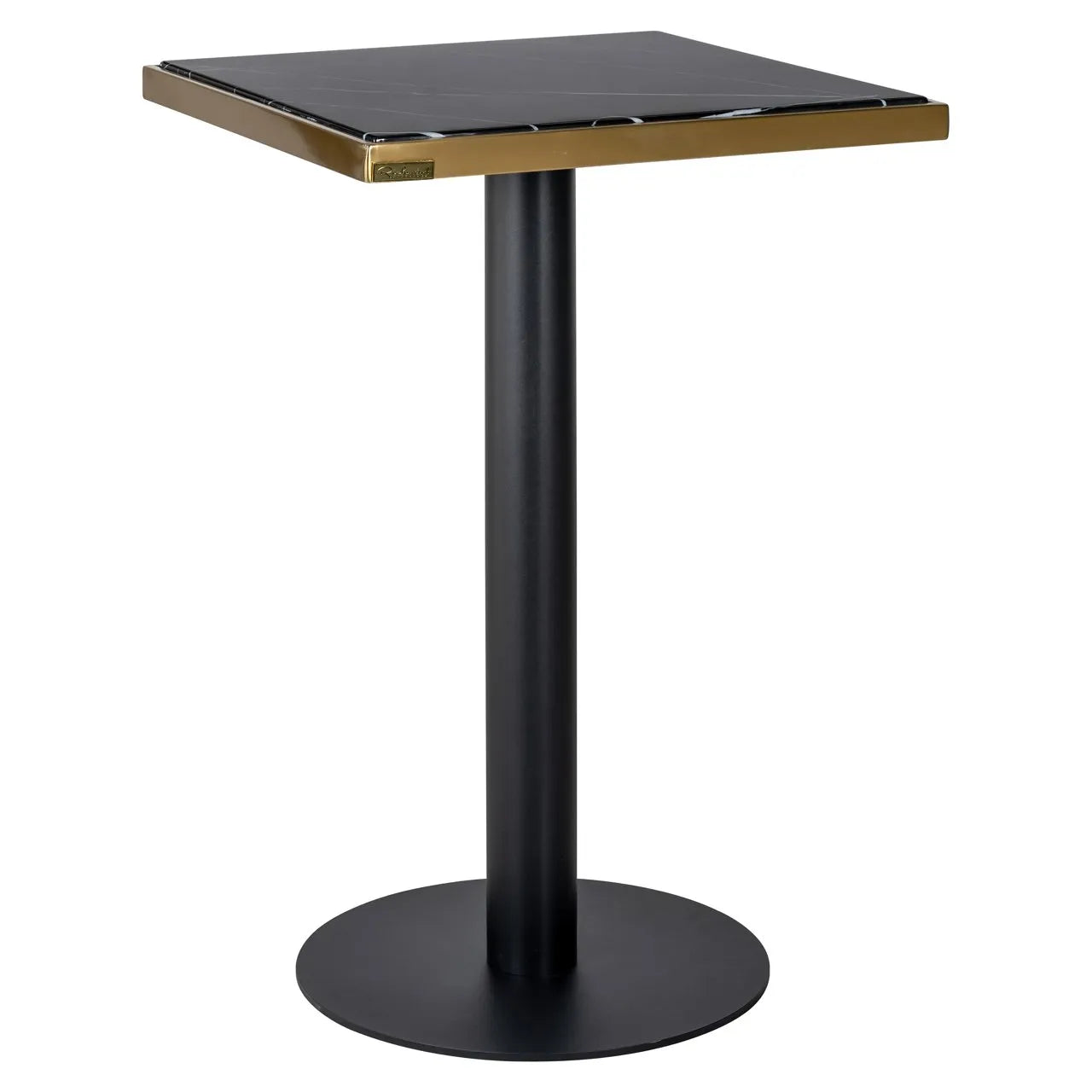 Richmond Interiors Zenza Black Carrara Marble & Gold Square Bistro Table 76cm - CLEARANCE