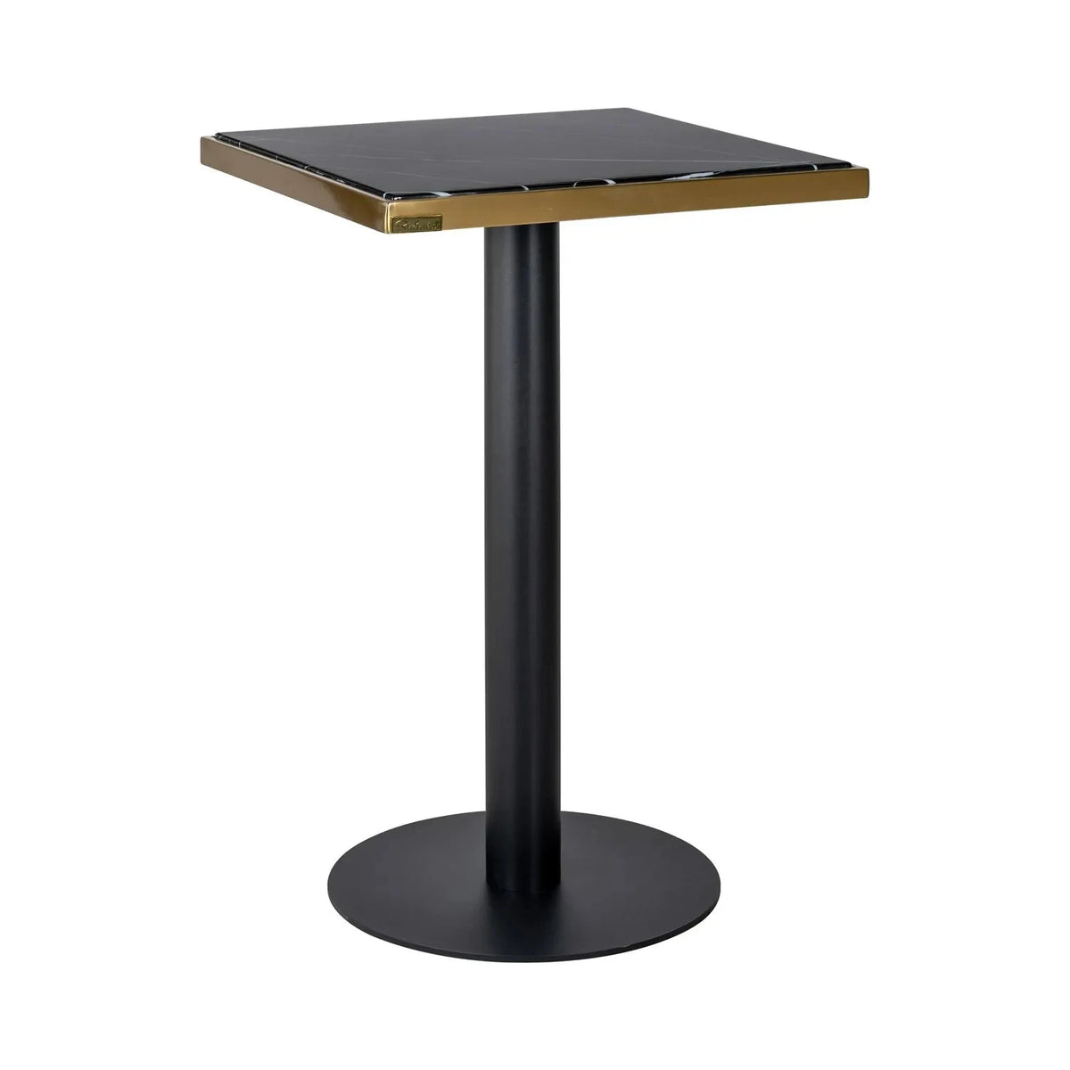 Richmond Interiors Zenza Black Carrara Marble & Gold Square Bistro Table 76cm - CLEARANCE