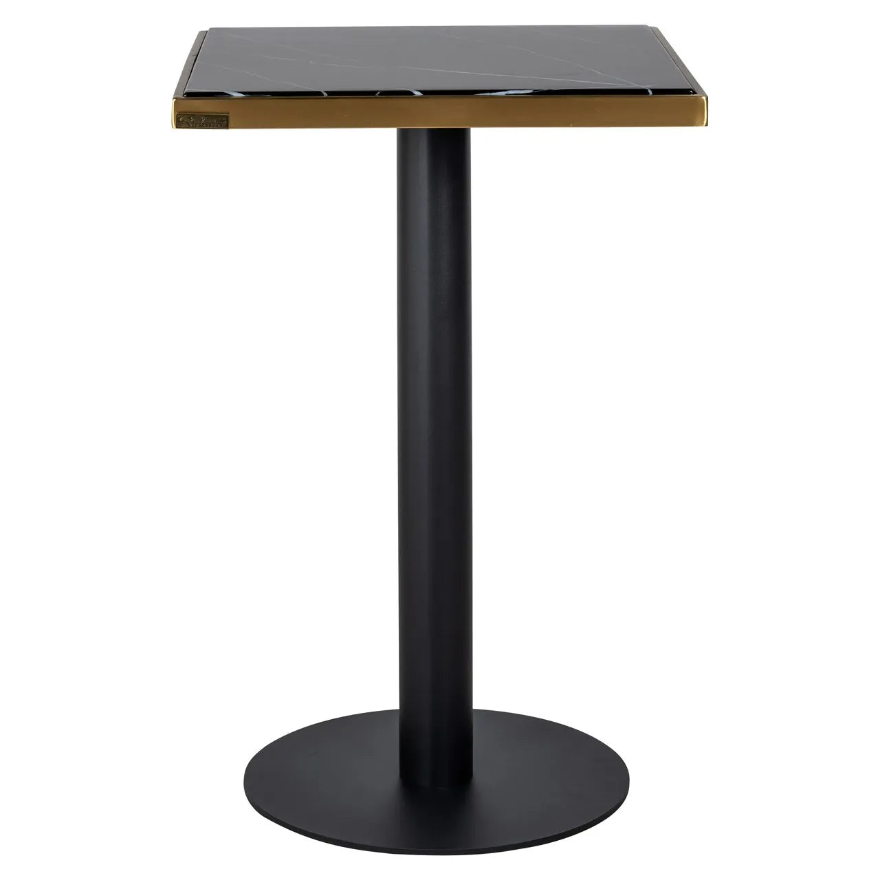 Richmond Interiors Zenza Black Carrara Marble & Gold Square Bistro Table 76cm - CLEARANCE