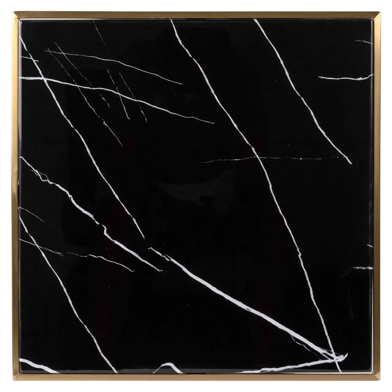 Richmond Interiors Zenza Black Carrara Marble & Gold Square Bistro Table 76cm - CLEARANCE