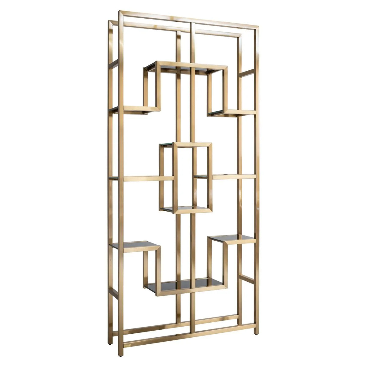 Richmond Interiors Magnus Brushed Gold & Smoked Glass Display Unit Extra Large