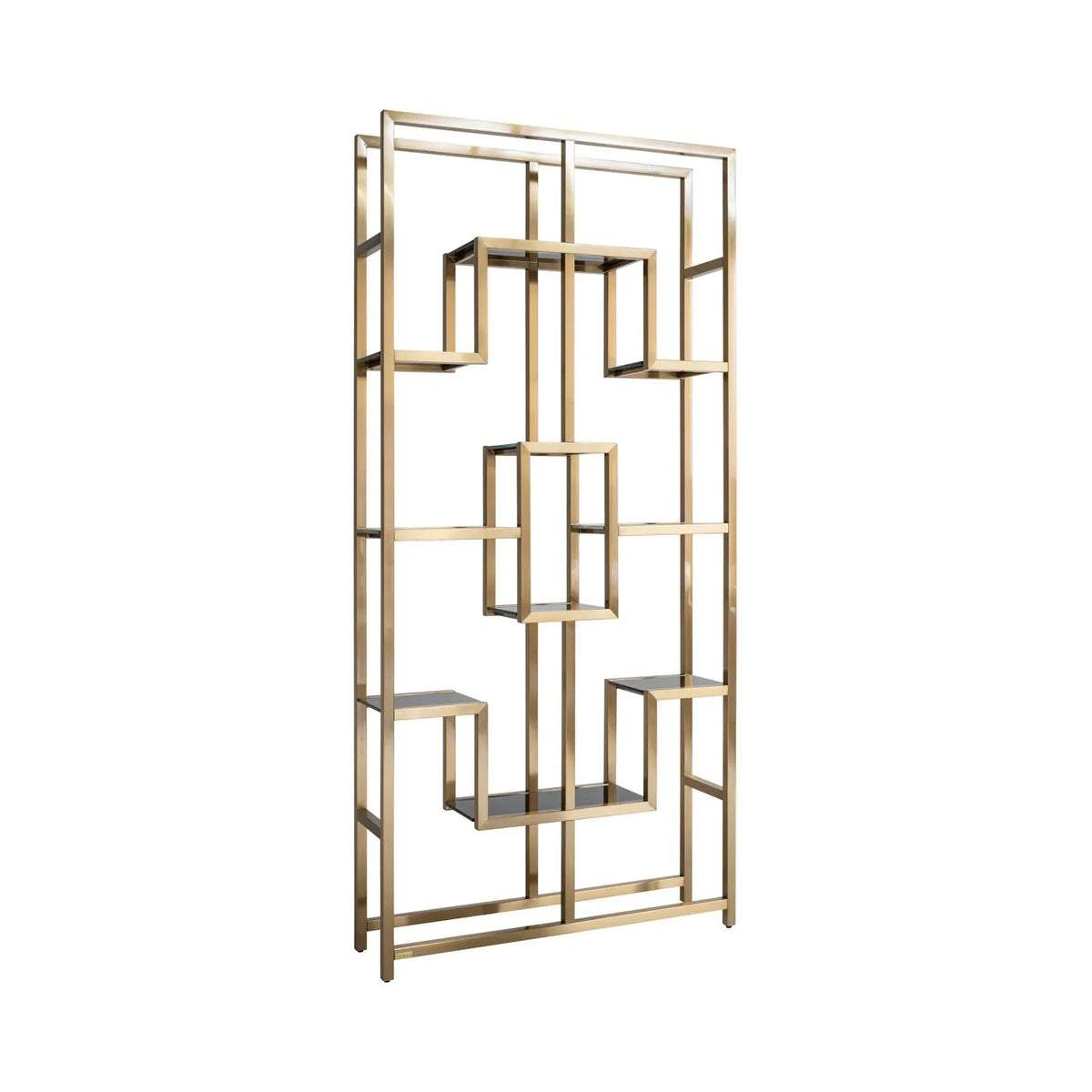 Richmond Interiors Magnus Brushed Gold & Smoked Glass Display Unit Extra Large