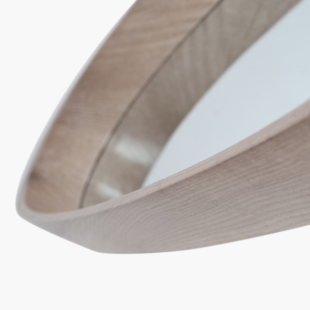 Natural Wood Teardrop Shaped Wall Mirror