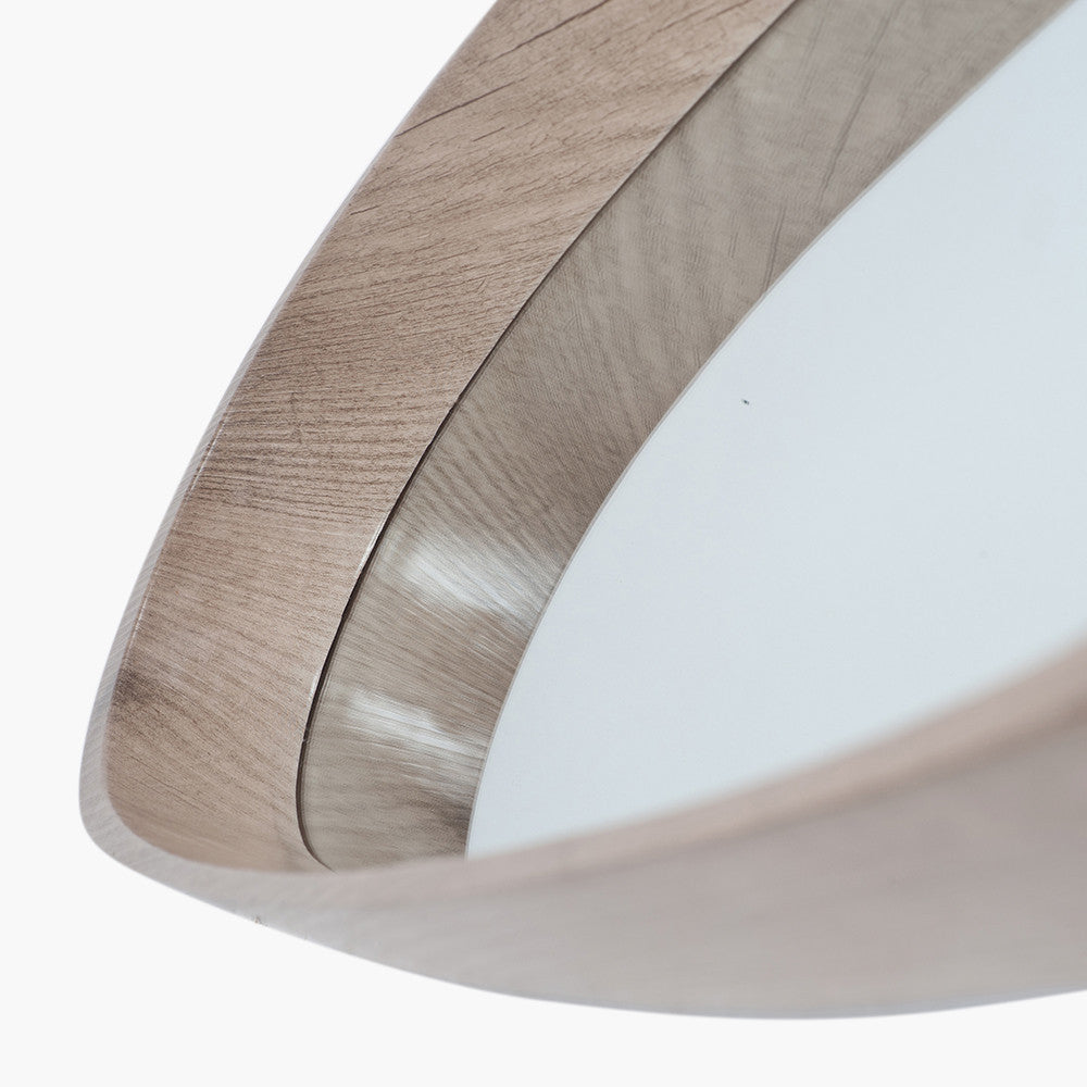 Natural Wood Teardrop Shaped Wall Mirror