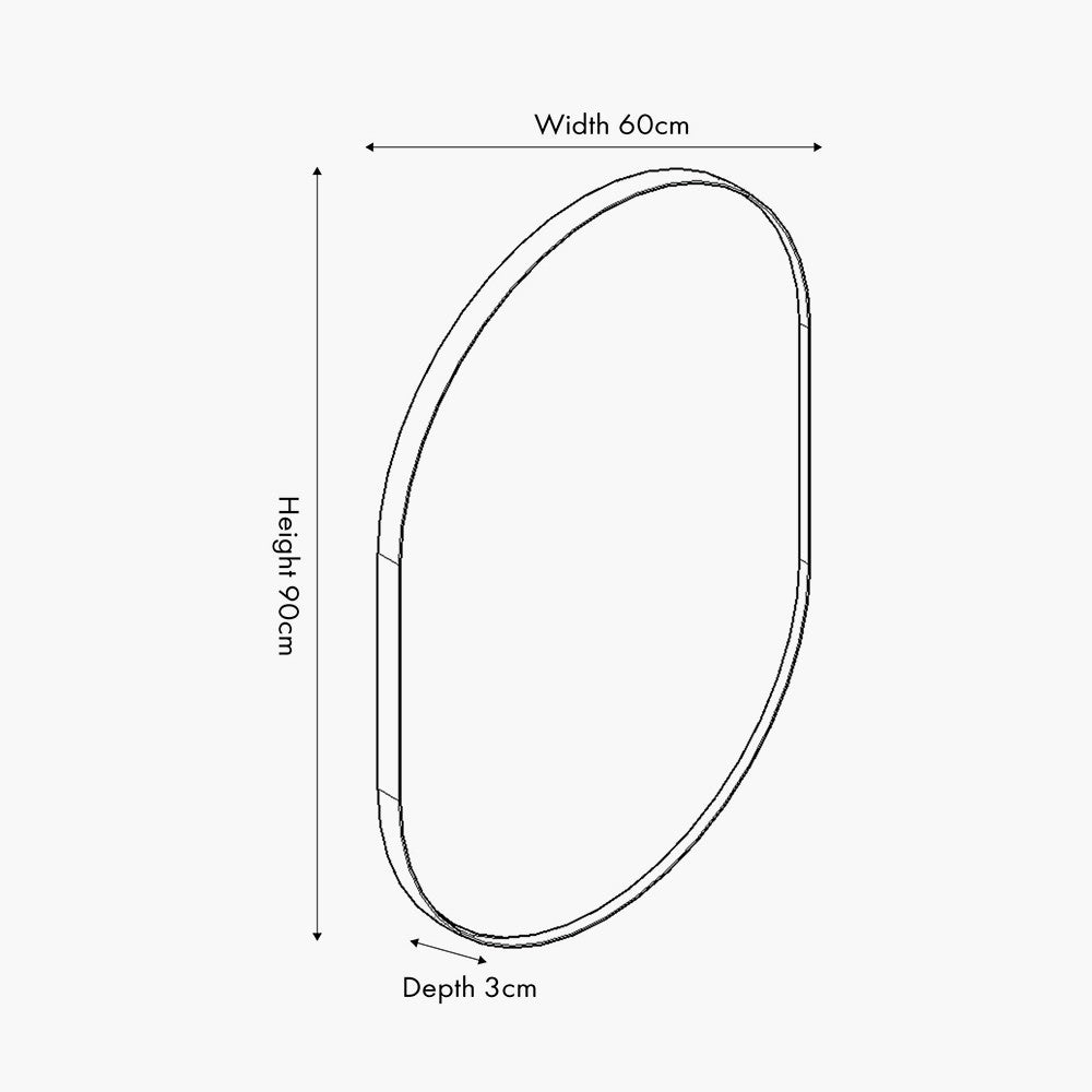 Black Metal Slim Frame Oval Wall Mirror