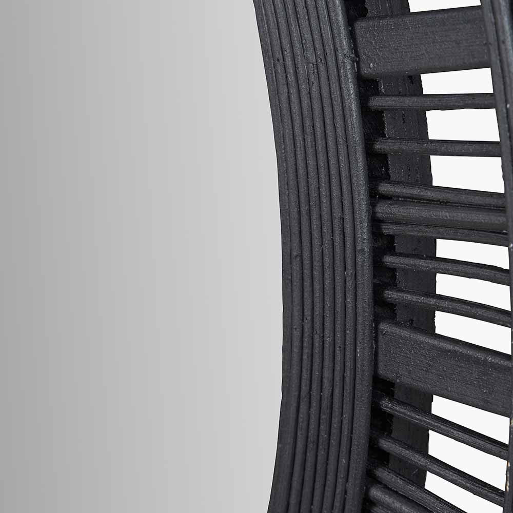 Black Bamboo Frame Round Wall Mirror