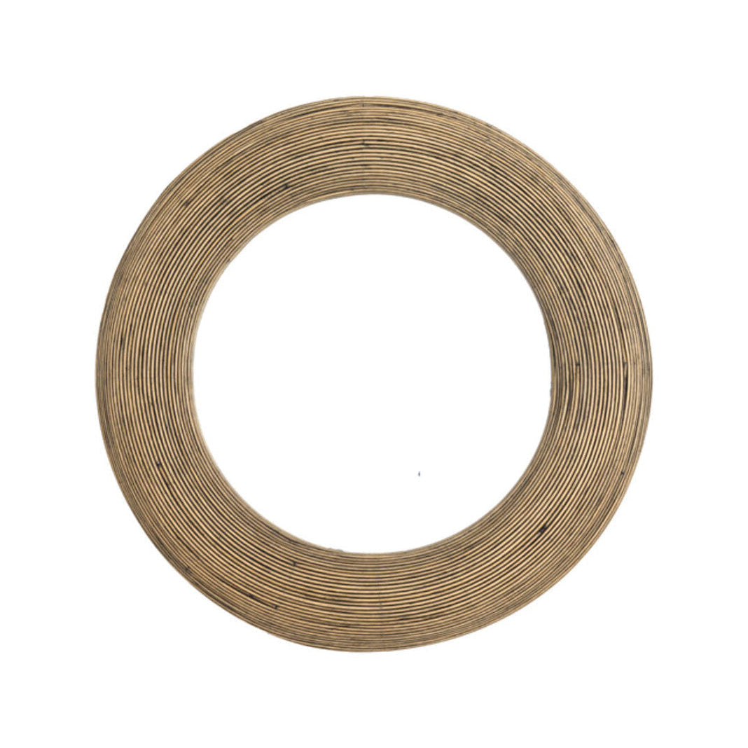 Piedre Brown Rattan Round Wall Mirror 71cm