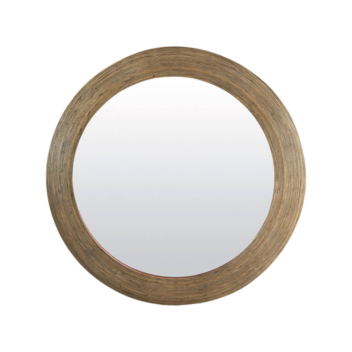 Piedre Brown Rattan Round Wall Mirror 109.5cm