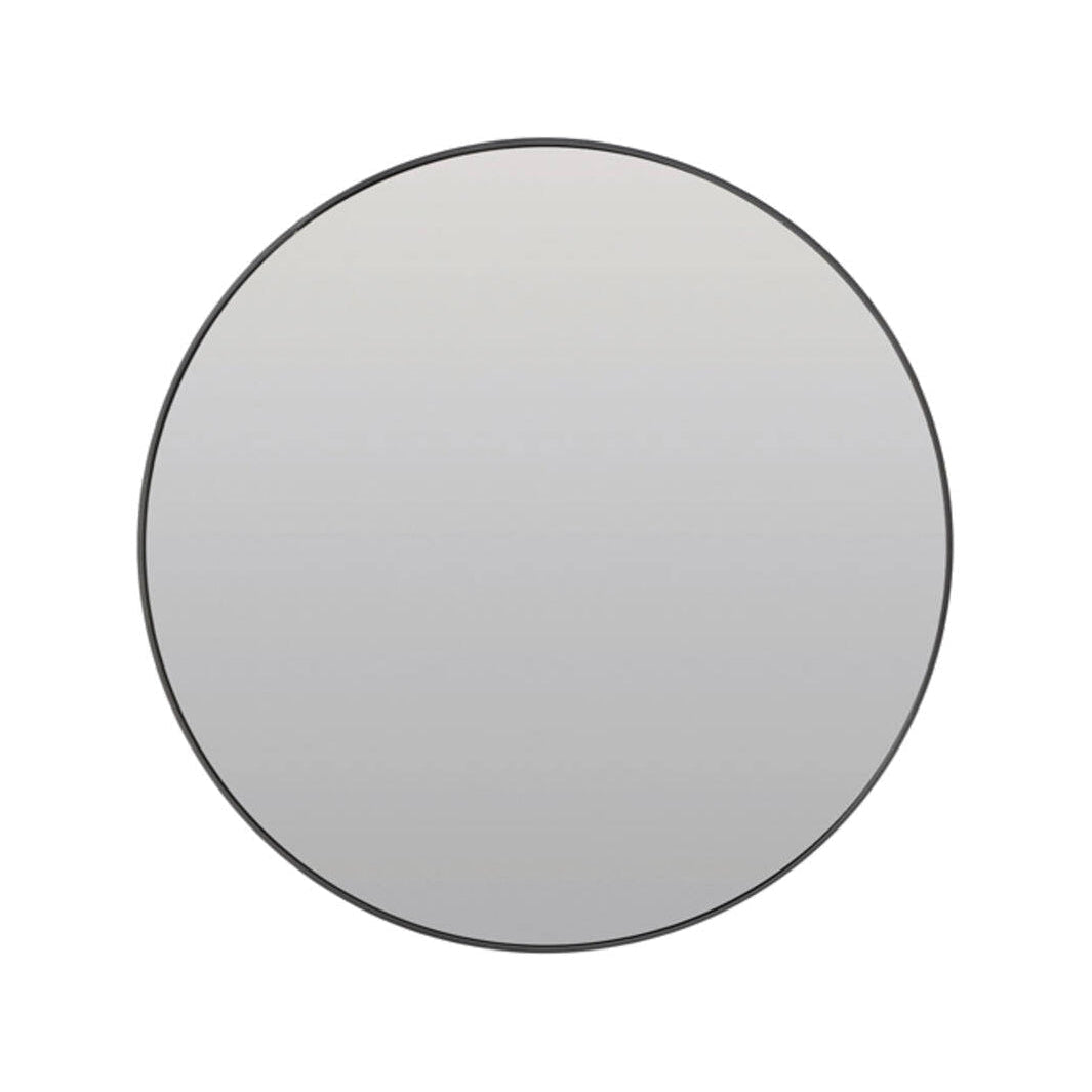 Espejo Clear Glass & Black Round Mirror 70cm