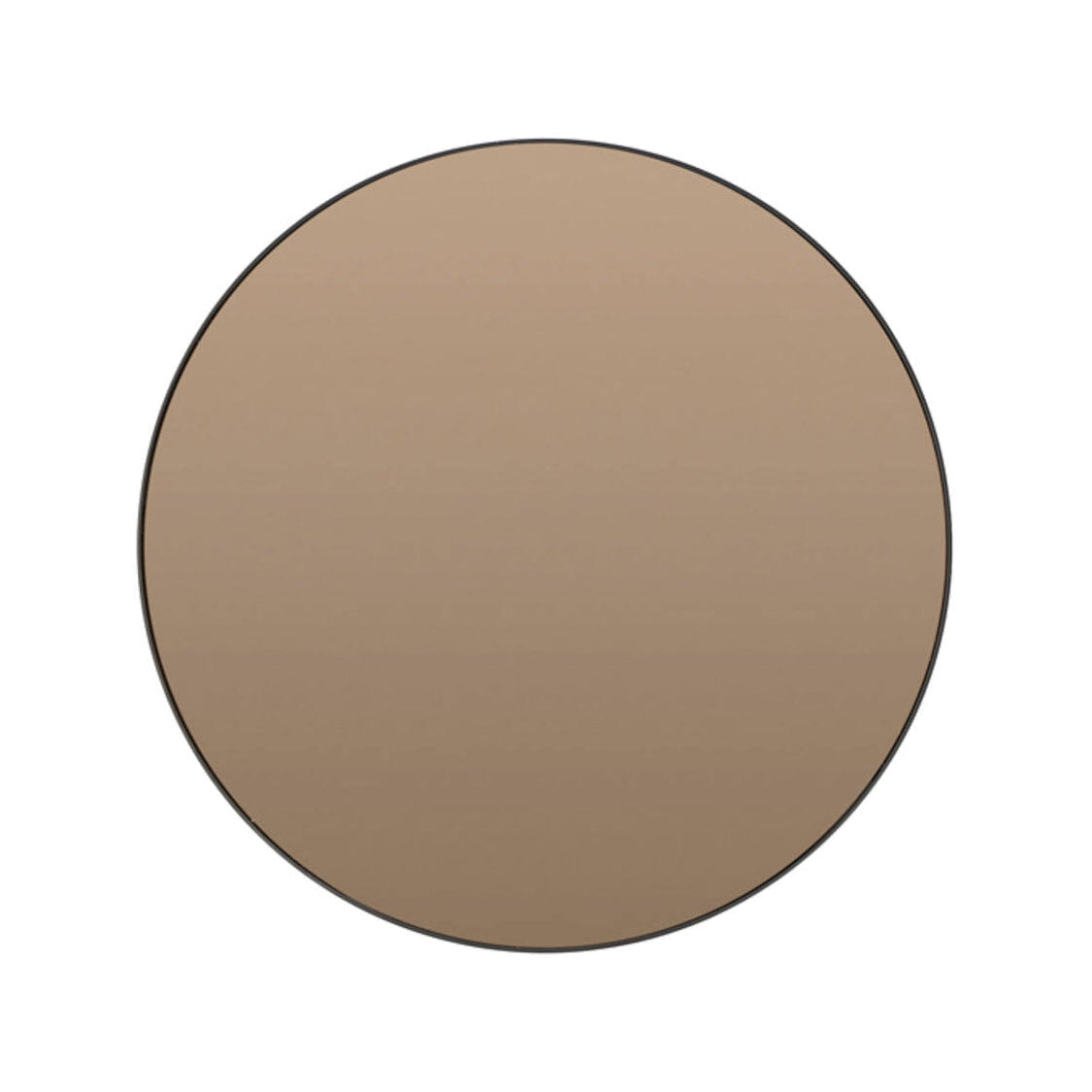 Espejo Brown Glass & Black Round Wall Mirror 96cm