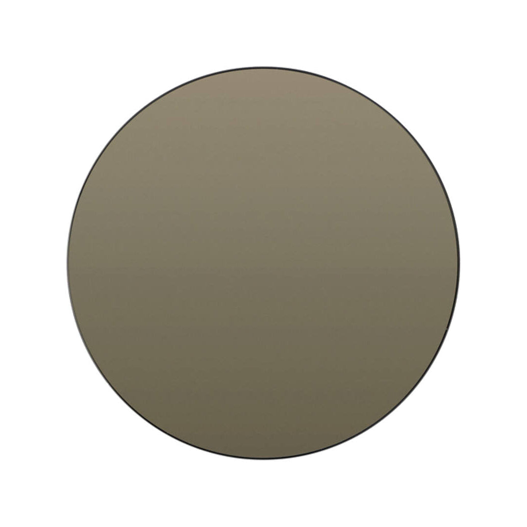 Espejo Smoked Glass & Black Round Wall Mirror 116cm