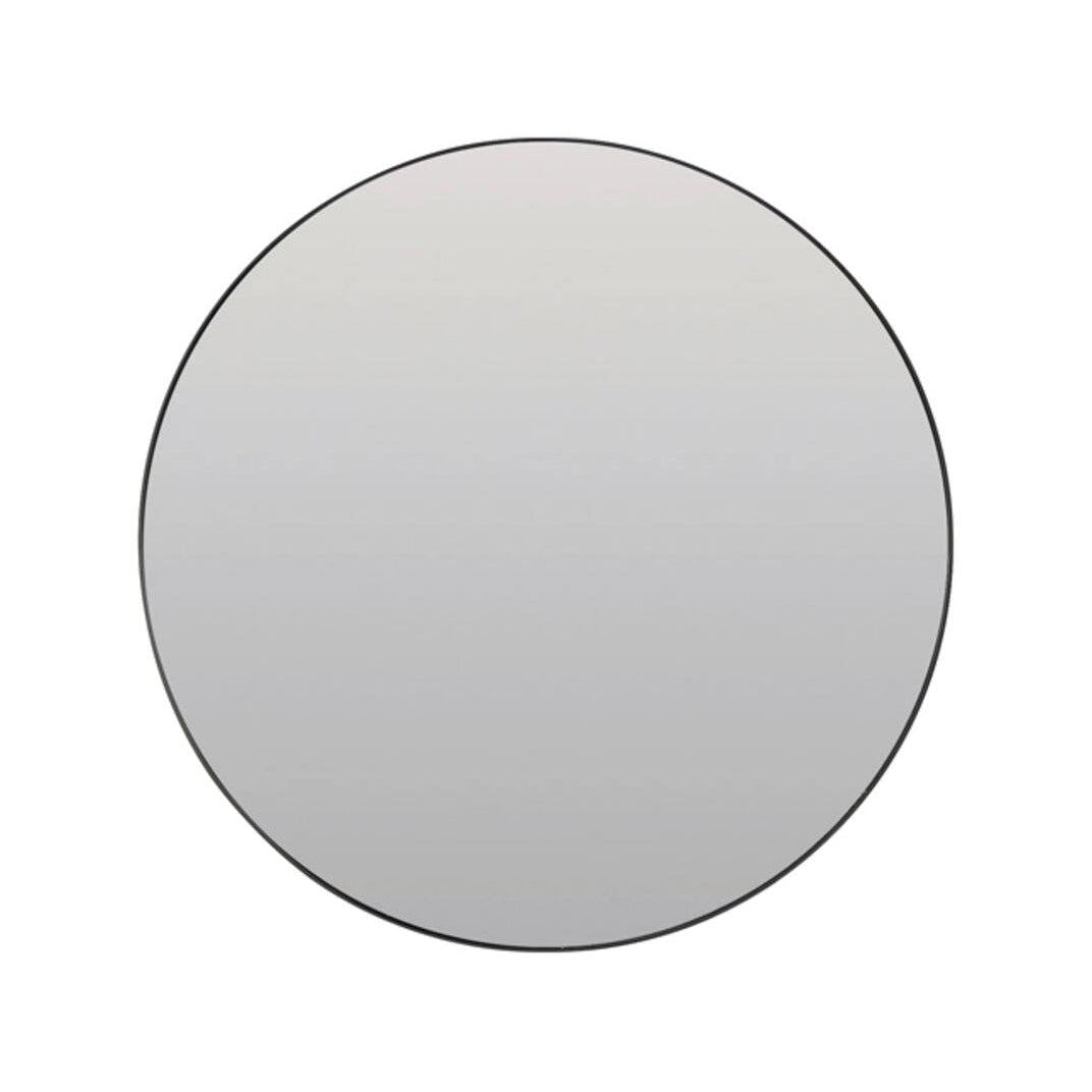 Espejo Clear Glass & Black Round Wall Mirror 116cm