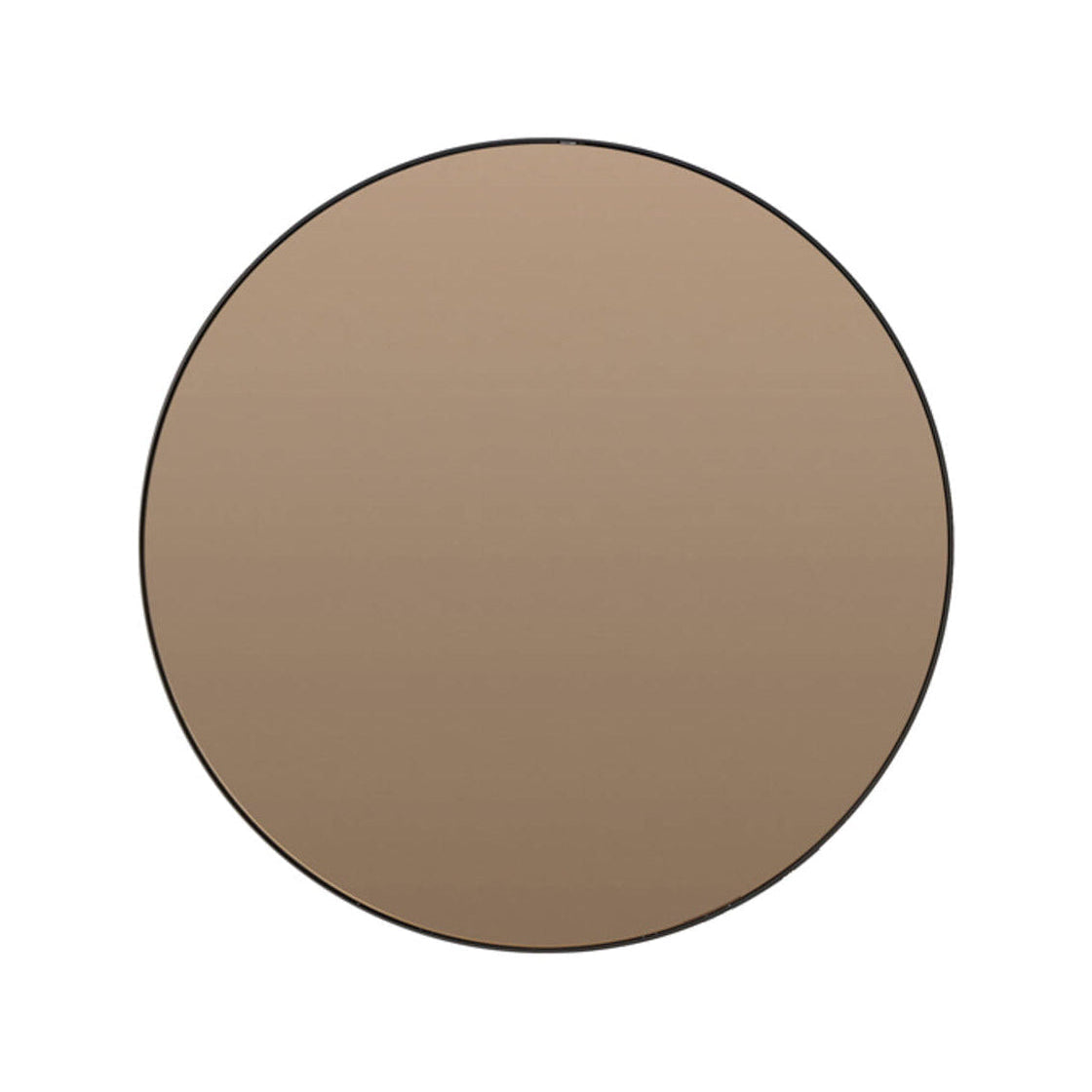 Espejo Brown Glass & Black Round Mirror 116cm