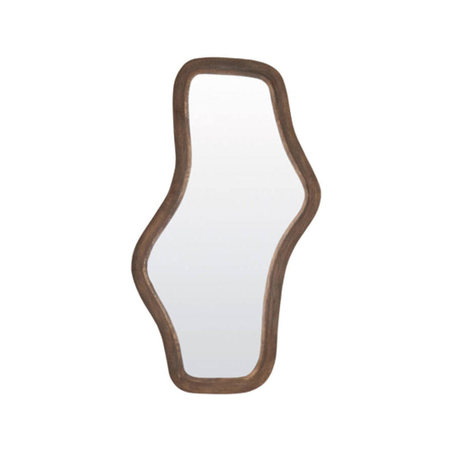 Celano Matt Dark Brown Wood Wavy Wall Mirror 80cm