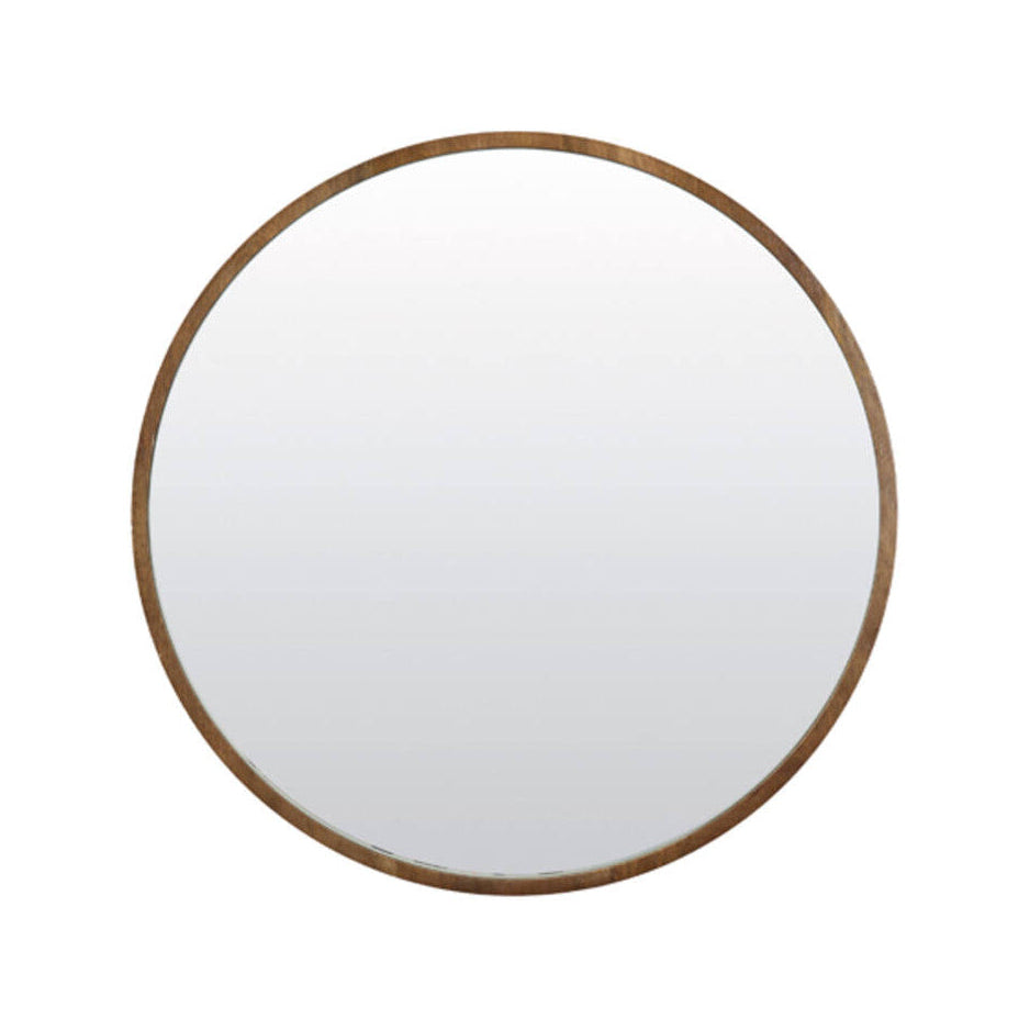 Mamali Brown Mango Wood Round Wall Mirror 56cm