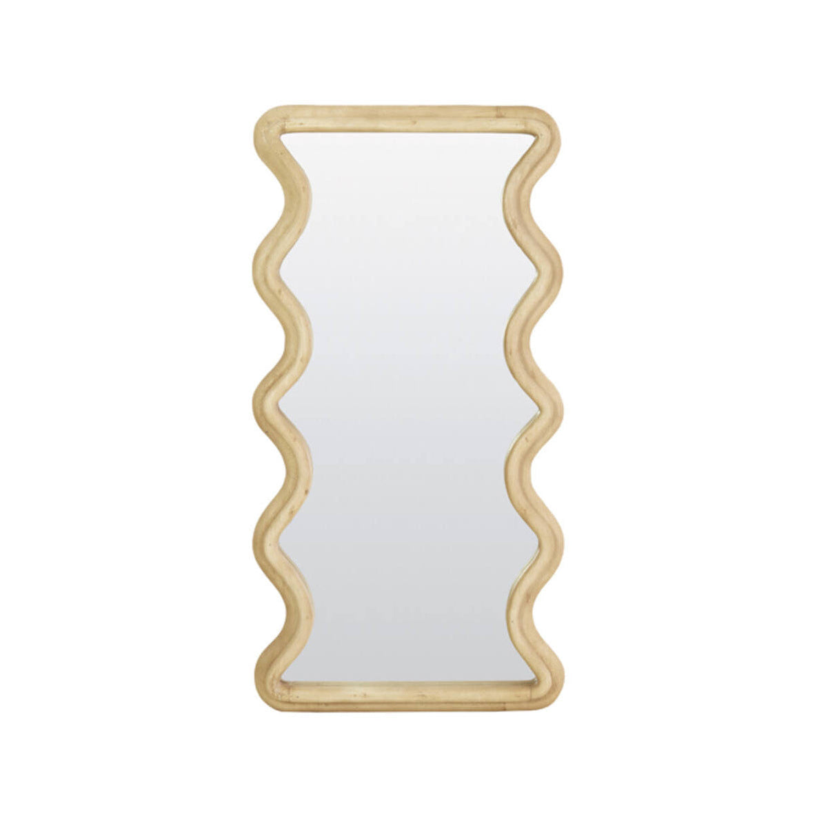 Aliva Matt Natural Wood Wavy Wall Mirror 120cm