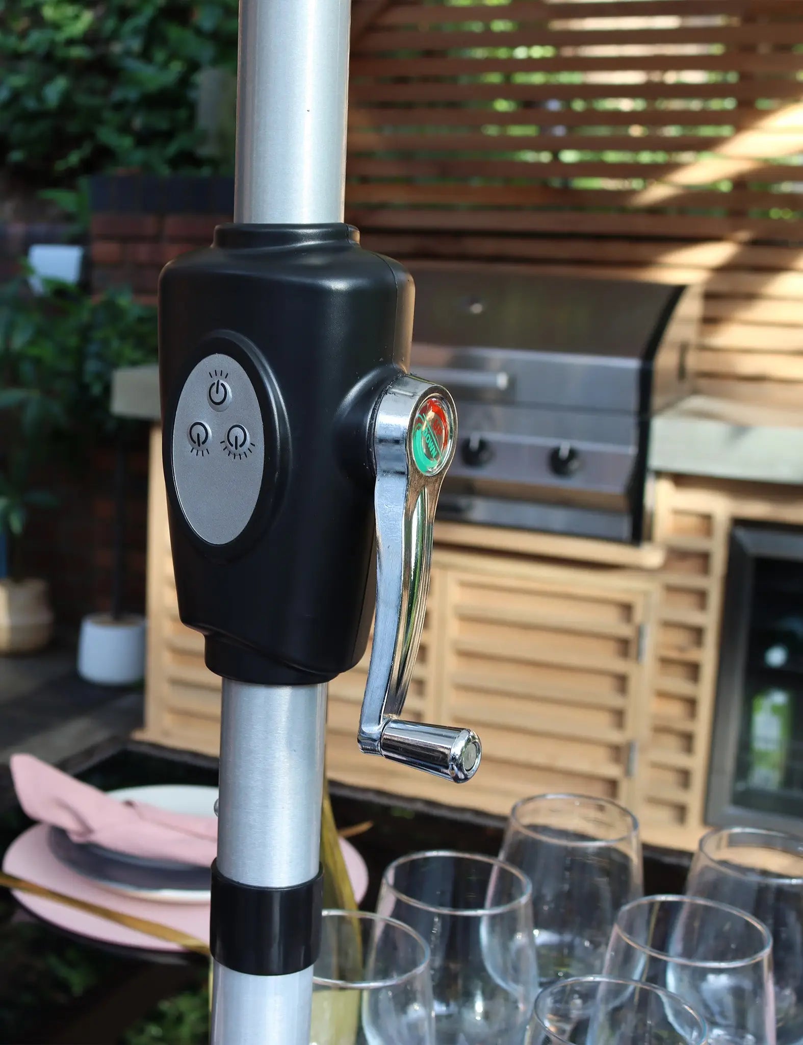 Crank & Tilt LED Strip Parasol - Grey