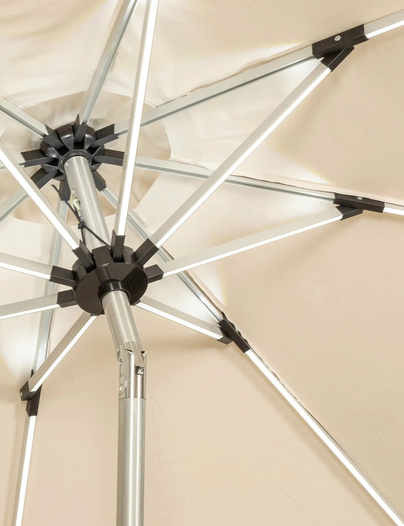 Crank & Tilt LED Strip Parasol - Ivory