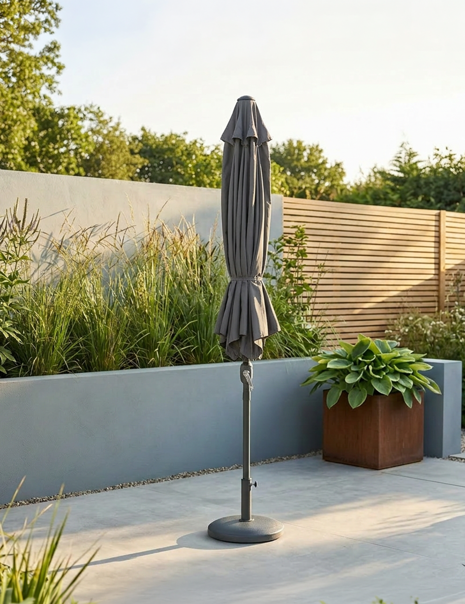 Crank & Tilt Rectangular Parasol - Grey