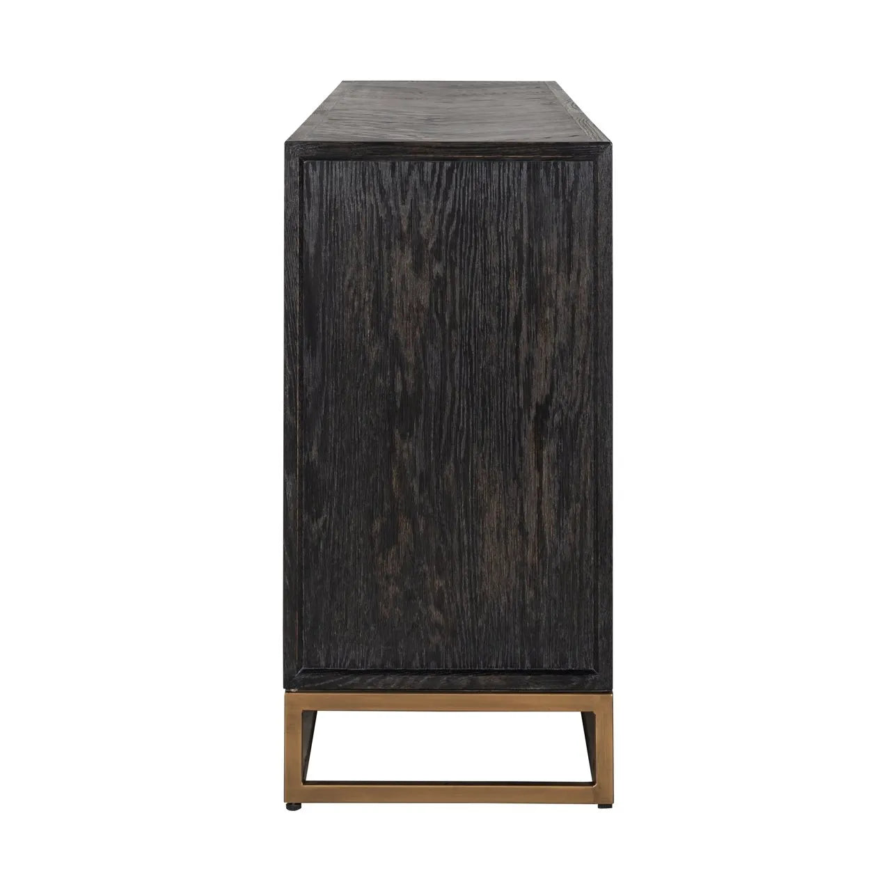 Richmond Interiors Blackbone Brass Black Rustic Oak Wood Sideboard | 4 Doors