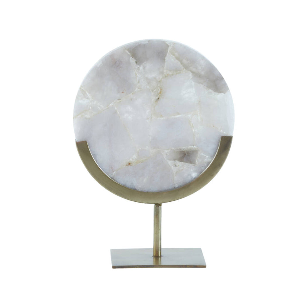Gouya Grey Agate & Antique Bronze Ornament on Stand