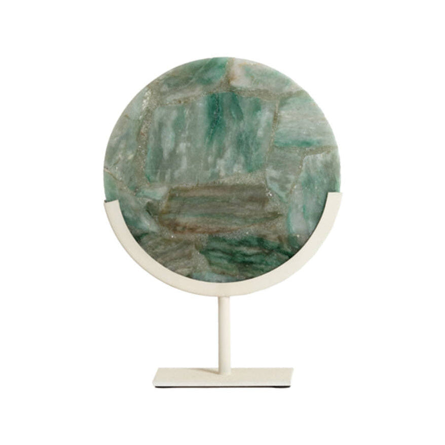 Gouya Green & Cream Agate Ornament on Stand 35cm