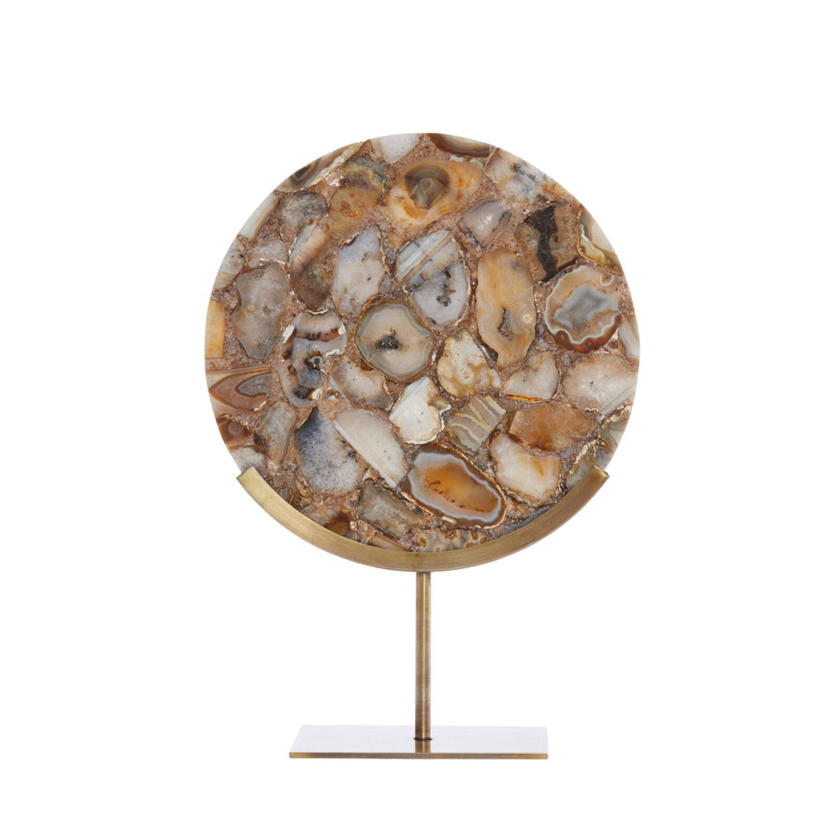 Gouya Yellow Agate & Antique Bronze Ornament on Stand 50cm