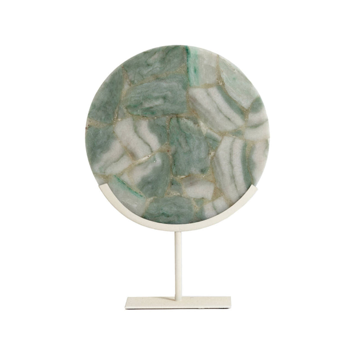 Gouya Green & Cream Agate Ornament on Stand 50cm