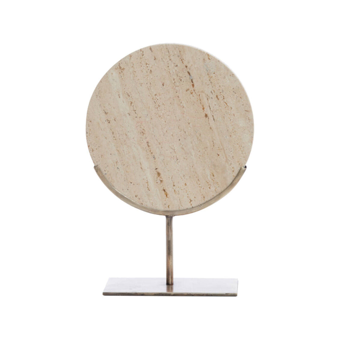 Moreno Sand Travertine & Brown Bronze Ornament on Stand 38.5cm