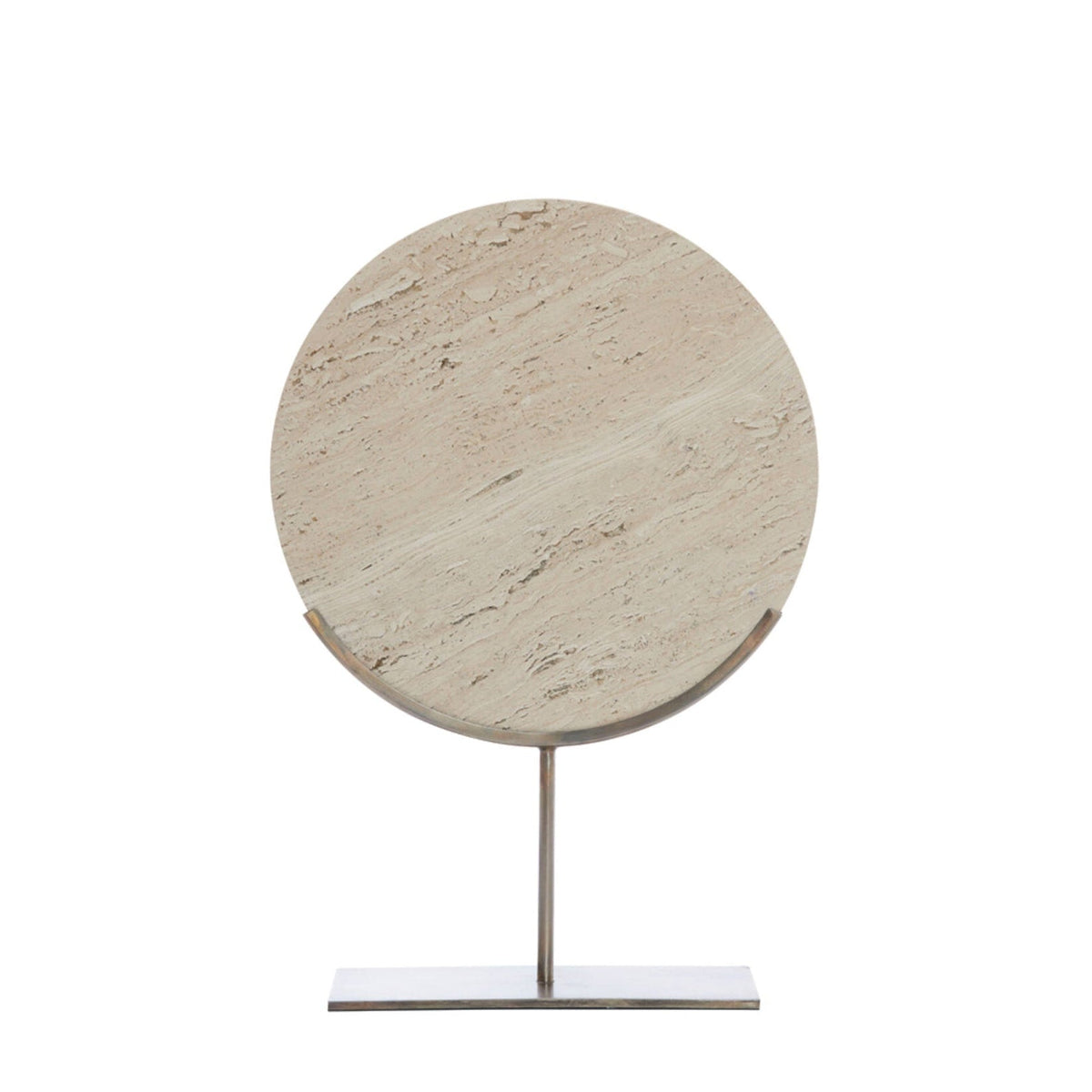 Moreno Sand Travertine & Brown Bronze Ornament on Stand 51.5cm