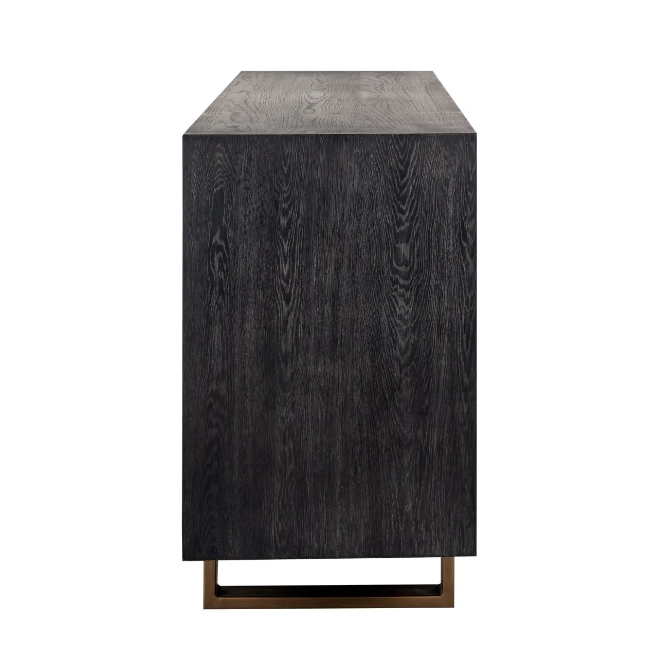 Richmond Interiors Hunter Black Rustic Oak Wood & Bronze Sideboard | 4 Doors