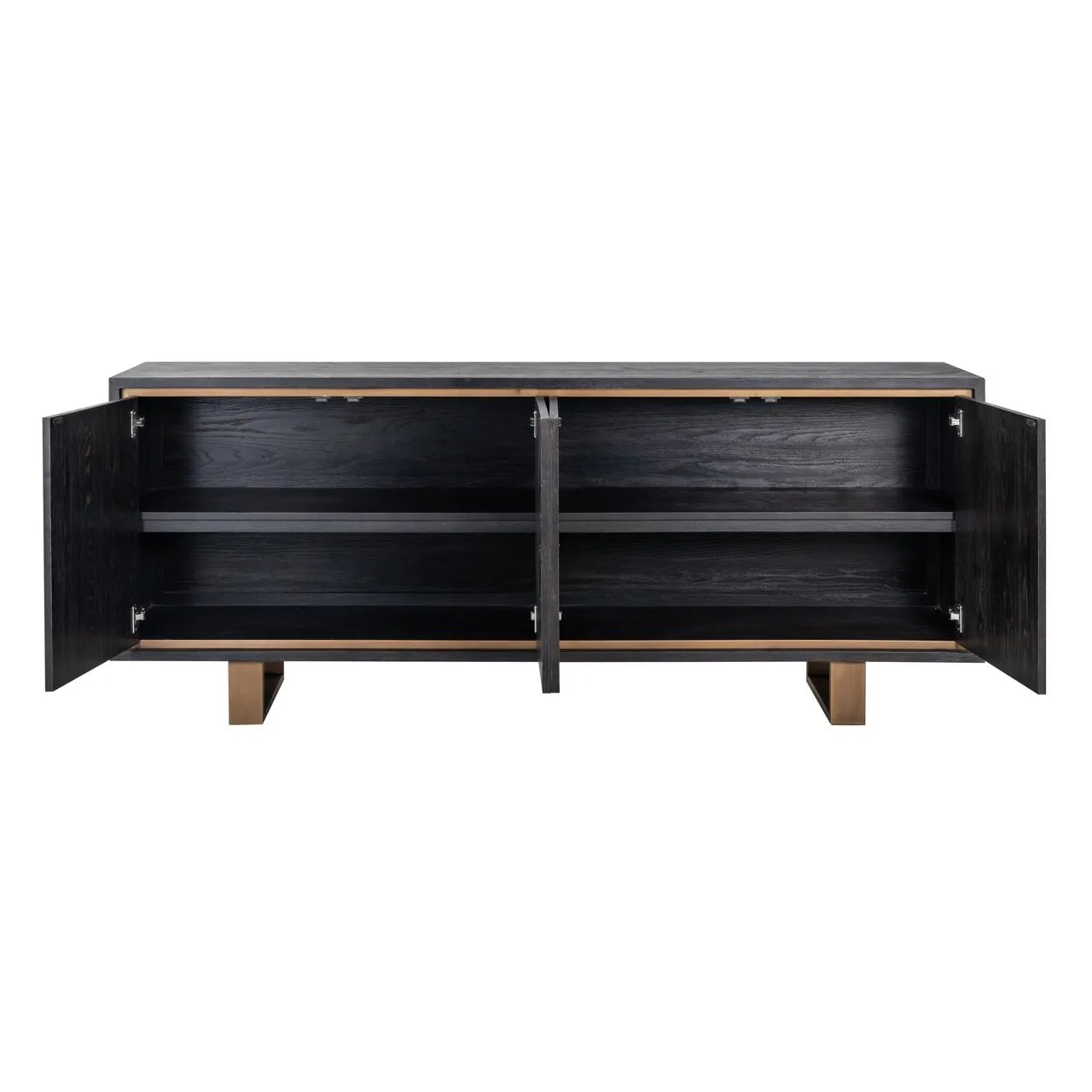 Richmond Interiors Hunter Black Rustic Oak Wood & Bronze Sideboard | 4 Doors