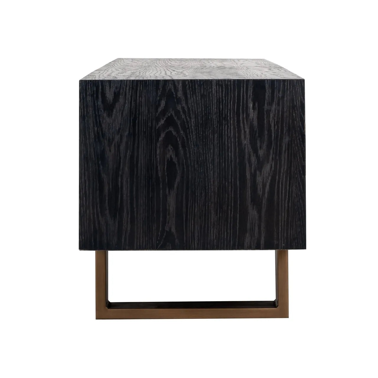 Richmond Interiors Hunter Black Rustic Oak Wood & Bronze TV Unit | 2 Drawers