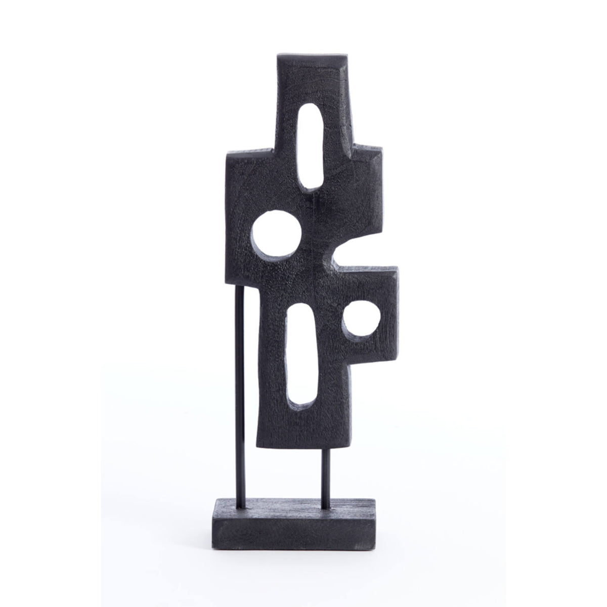 Salio Matt Black Wood Ornament on Stand