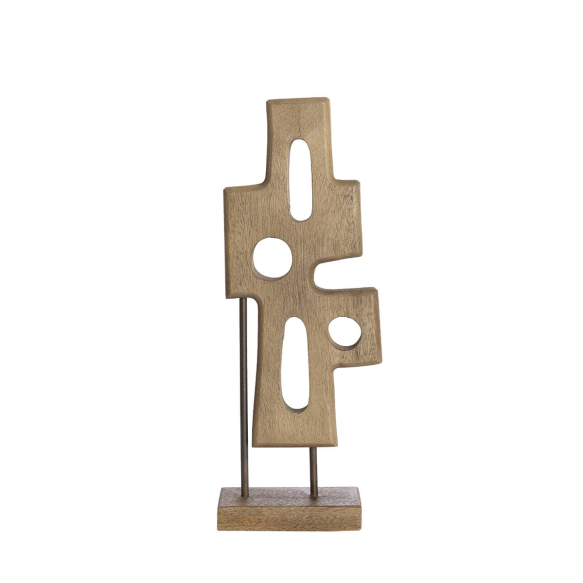 Salio Grey/Dark Brown Wood Abstract Ornament on Stand