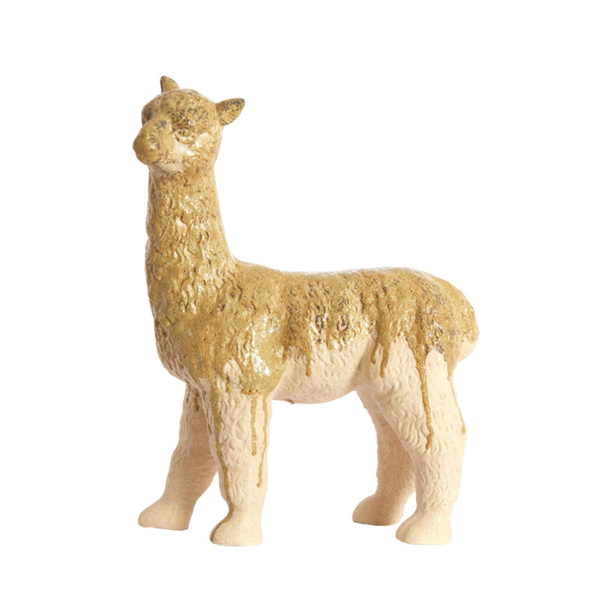 Alpaca Cream & Olive Green Ceramic Ornament