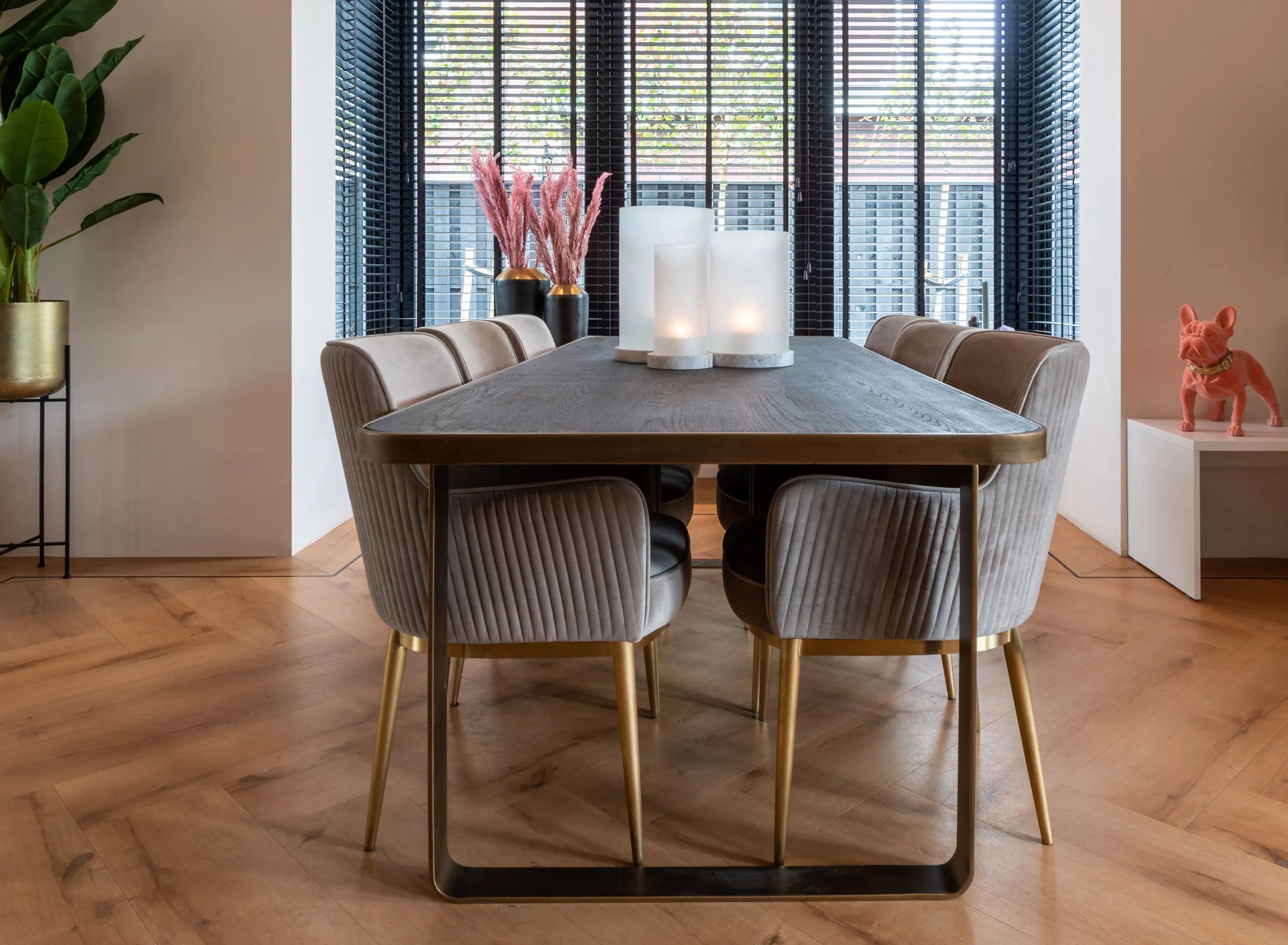 Richmond Interiors Set of 2 Breeze Khaki Velvet Dining Chairs