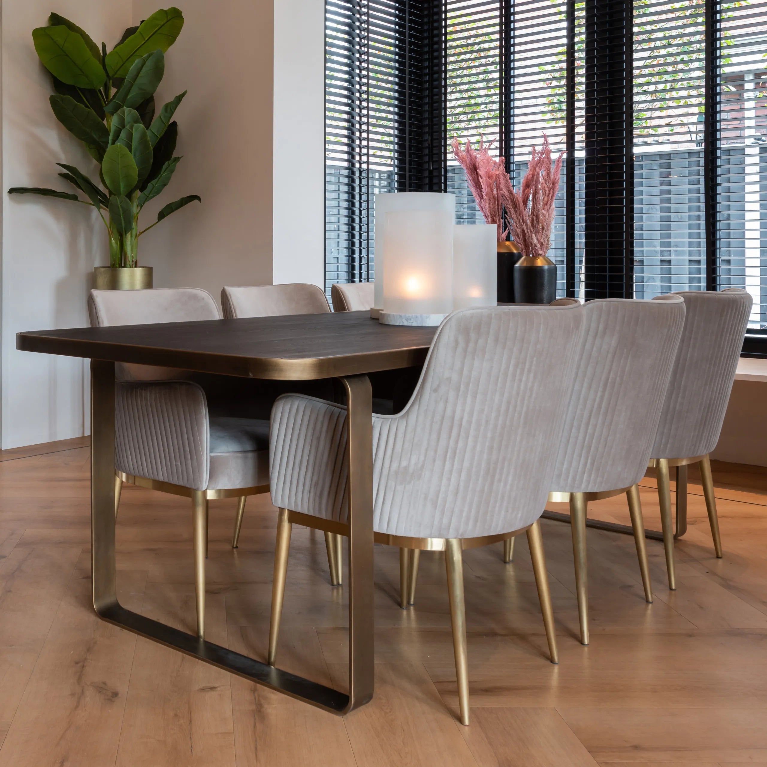 Richmond Interiors Set of 2 Breeze Khaki Velvet Dining Chairs